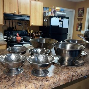 Stainless steel bowl set with Sunday ice cream bowls